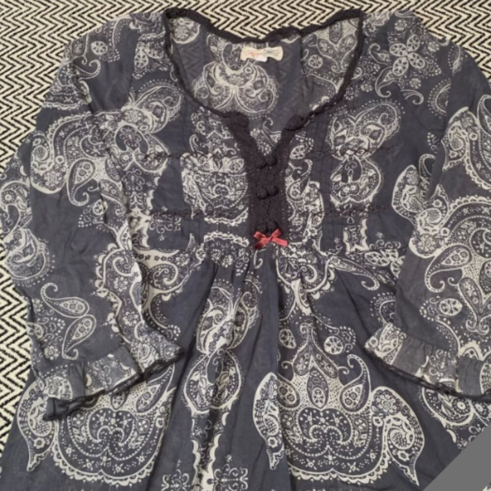 Odd Molly Navy Blue and White Paisley Tunic Dress